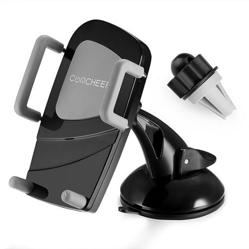Coocheer Universal Adjustable Grip Both Suction and Air Vent Car Smartphone Holder