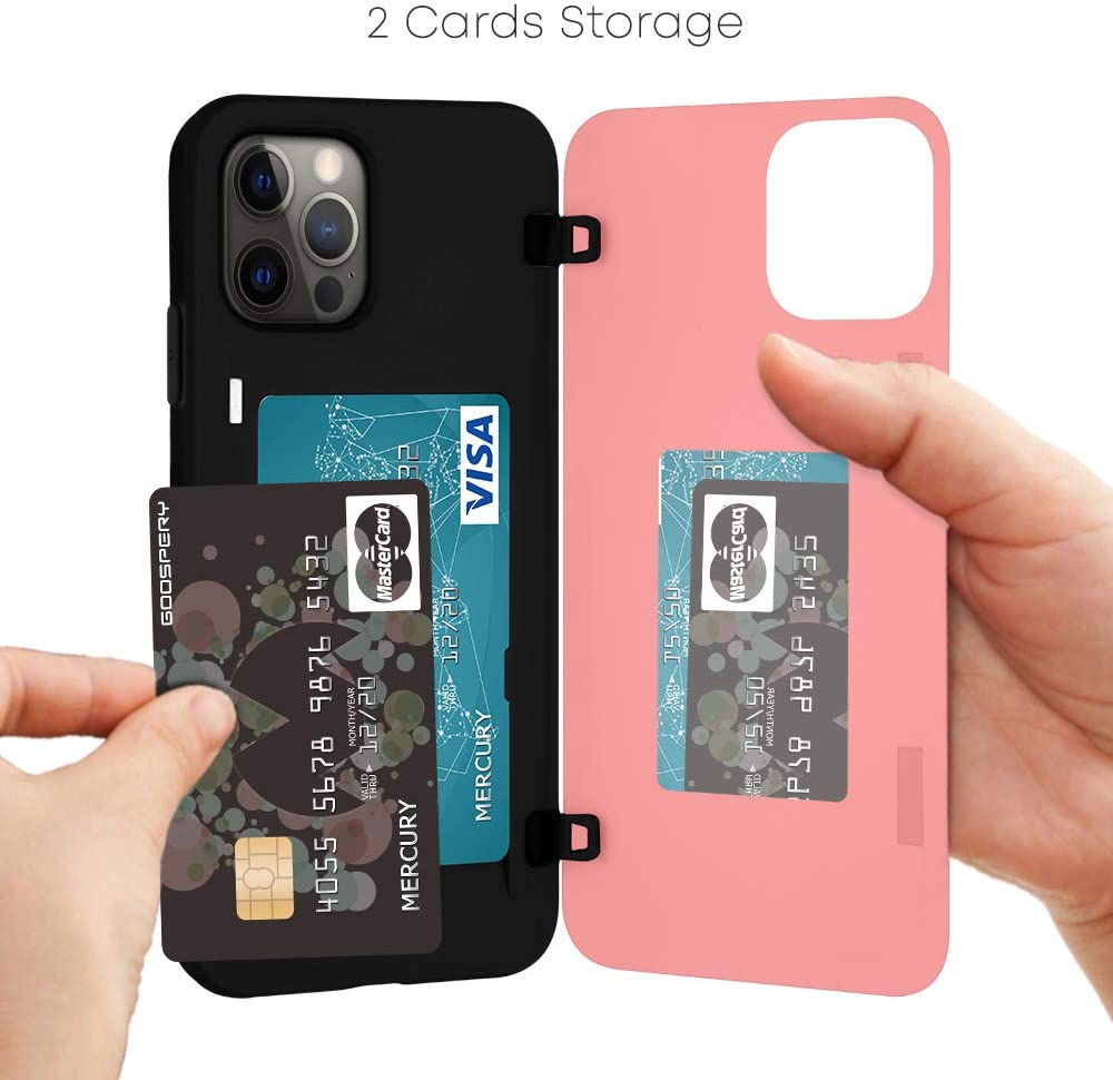 Goospery iPhone 12/12Pro (6.1") Wallet Case with Card Holder, Protective Dual Layer Bumper Phone Case