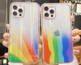 Glitter Phone Case For iPhone 11 (6.1") 3D Rainbow Gradient Plating Edge Soft Clear Back Cover