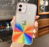 Glitter Phone Case For iPhone 12, iPhone 12 Pro (6.1") 3D Rainbow Gradient Plating Edge Soft Clear Back Cover