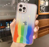 Glitter Phone Case For iPhone 11 (6.1") 3D Rainbow Gradient Plating Edge Soft Clear Back Cover