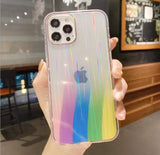 Glitter Phone Case For iPhone 12 Pro Max (6.7") 3D Rainbow Gradient Plating Edge Soft Clear Back Cover