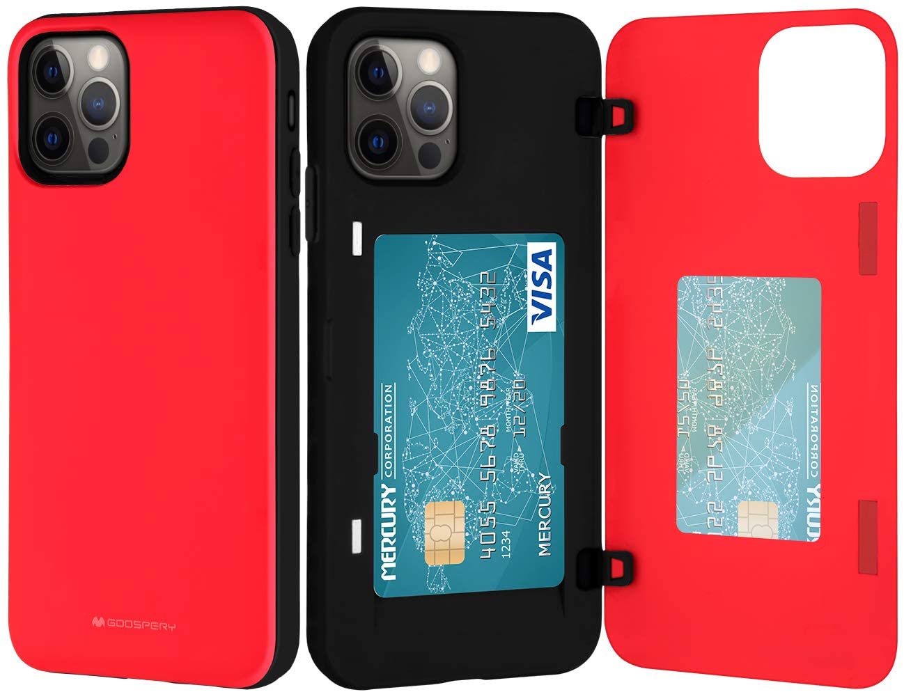 Goospery iPhone 12 Mini (5.4") Wallet Case with Card Holder, Protective Dual Layer Bumper Phone Case