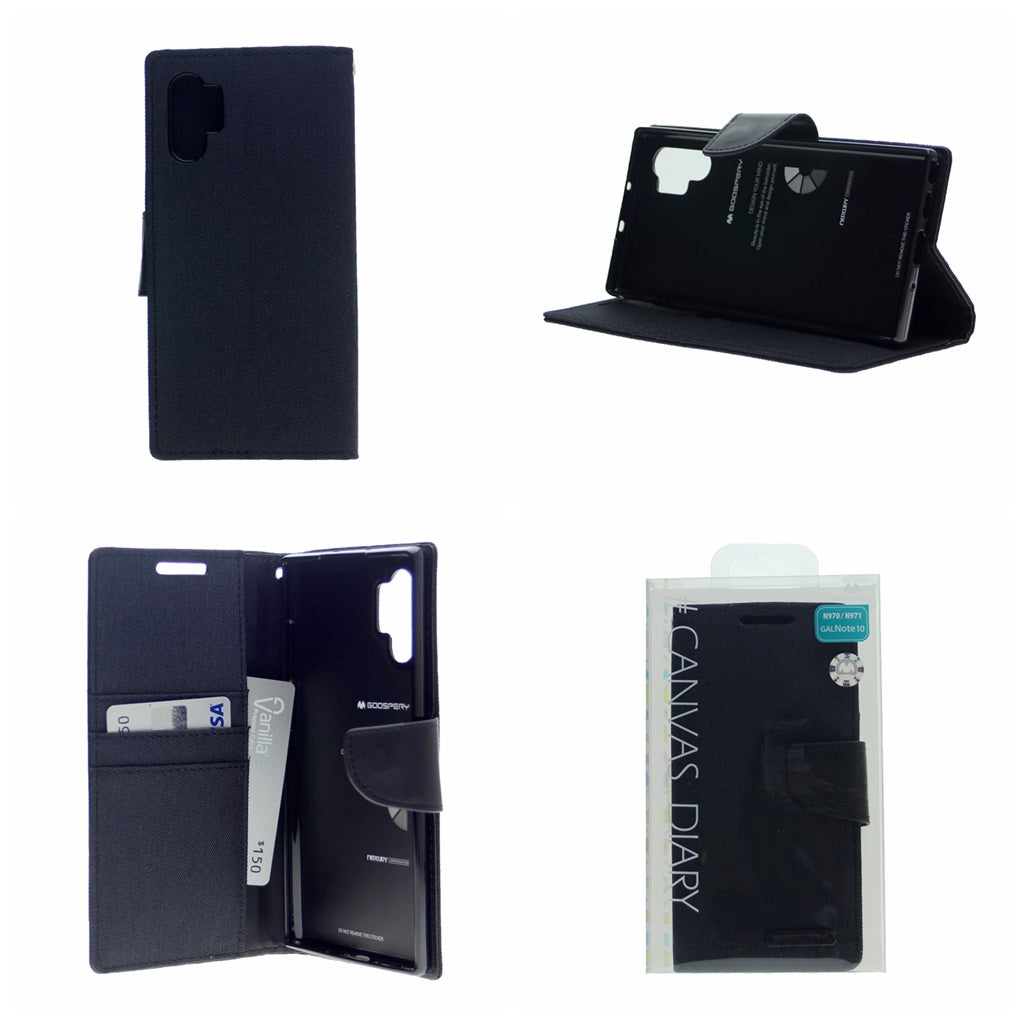 Goospery CANVAS Card Holder Fabric Folio Wallet Flip Stand Case For Galaxy A32 (6.5 inches)