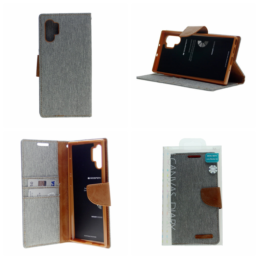 Goospery CANVAS Card Holder Fabric Folio Wallet Flip Stand Case For Galaxy A32 (6.5 inches)