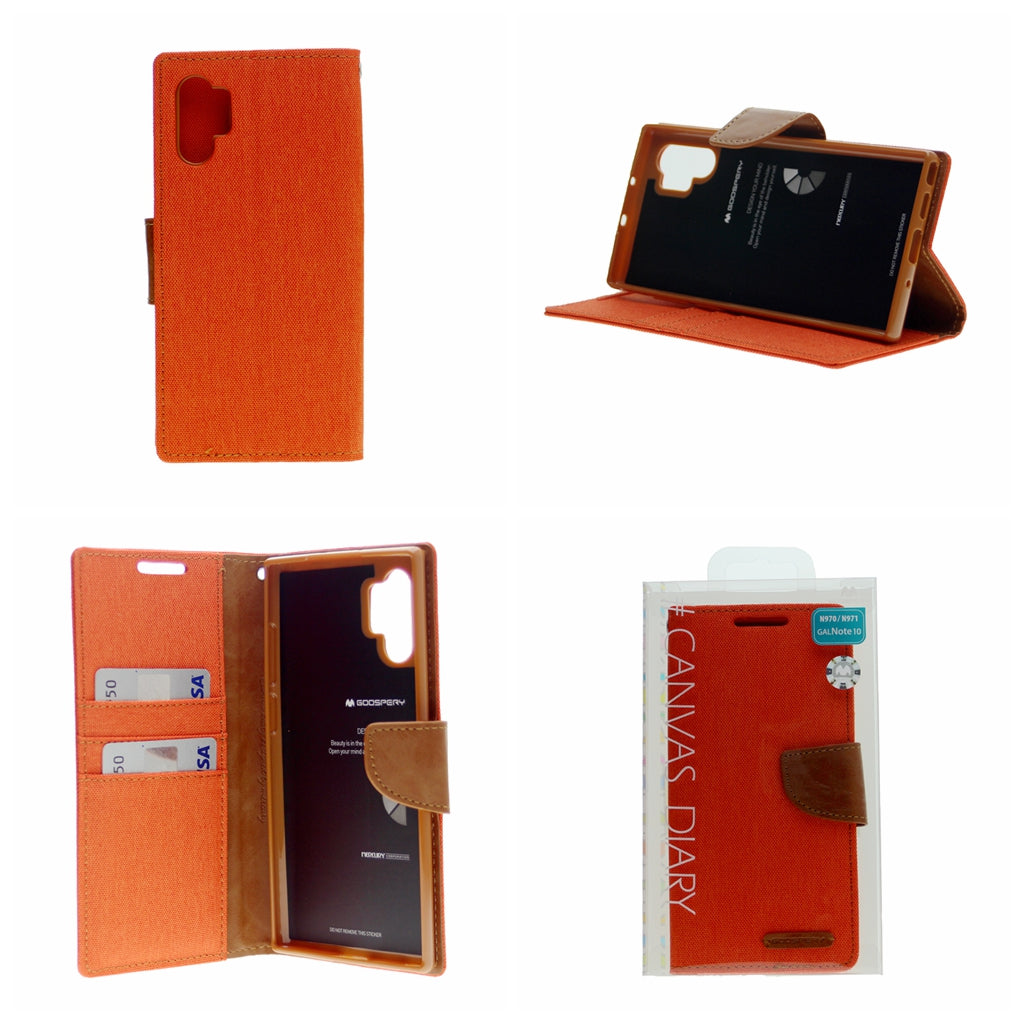 Goospery CANVAS Card Holder Fabric Folio Wallet Flip Stand Case For Galaxy A32 (6.5 inches)