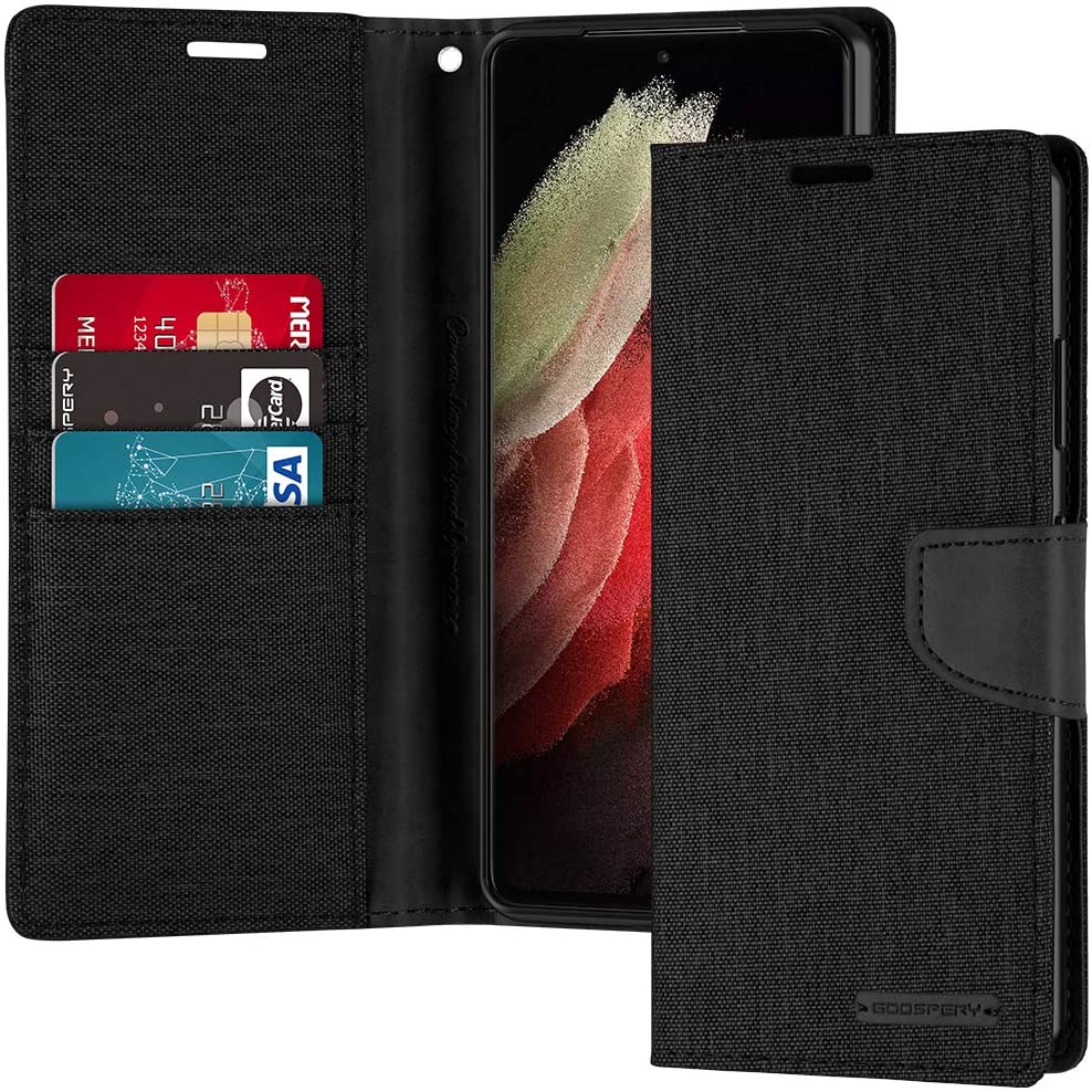 Goospery CANVAS Card Holder Fabric Folio Wallet Flip Stand Case For Galaxy S21 Plus (6.7 inches)