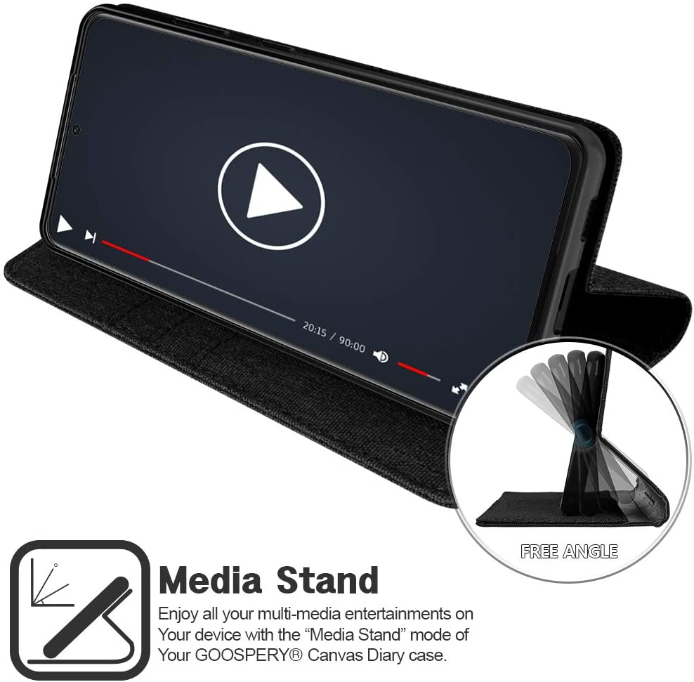 Goospery CANVAS Card Holder Fabric Folio Wallet Flip Stand Case For Galaxy S21 Plus (6.7 inches)