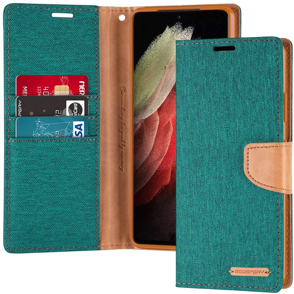 Goospery CANVAS Card Holder Fabric Folio Wallet Flip Stand Case For Galaxy S21 Plus (6.7 inches)