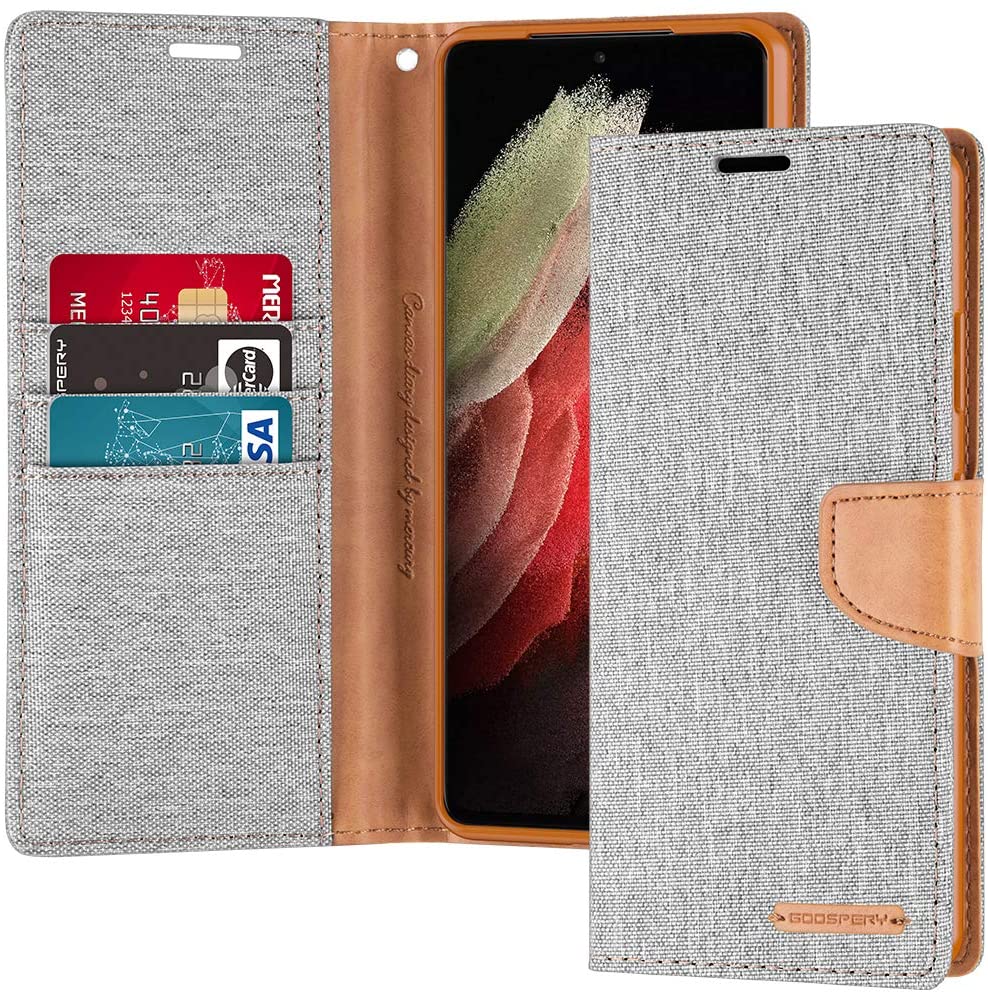 Goospery CANVAS Card Holder Fabric Folio Wallet Flip Stand Case For Galaxy S21 Plus (6.7 inches)