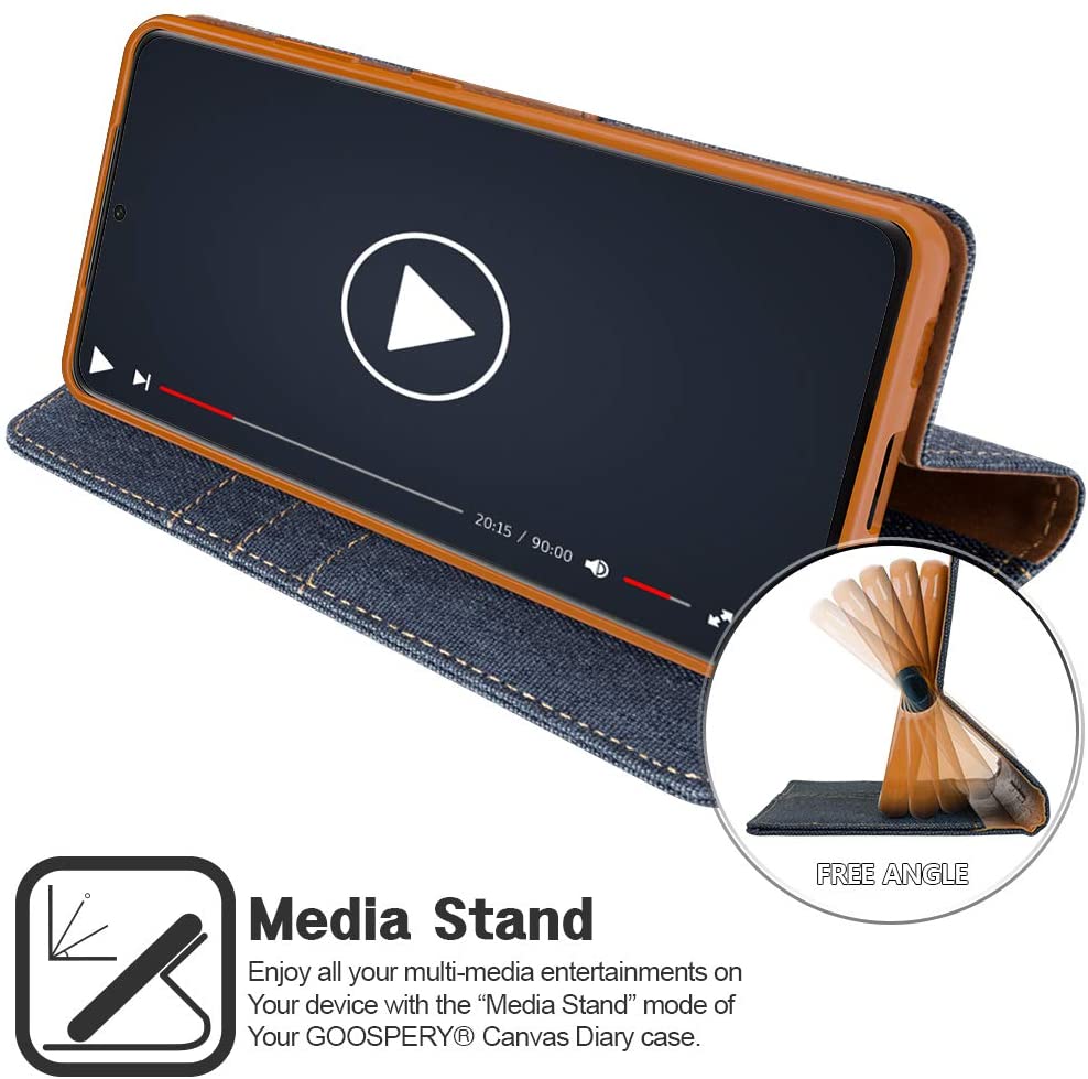 Goospery CANVAS Card Holder Fabric Folio Wallet Flip Stand Case For Galaxy S21 Plus (6.7 inches)