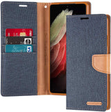 Goospery CANVAS Card Holder Fabric Folio Wallet Flip Stand Case For Galaxy S21 Plus (6.7 inches)