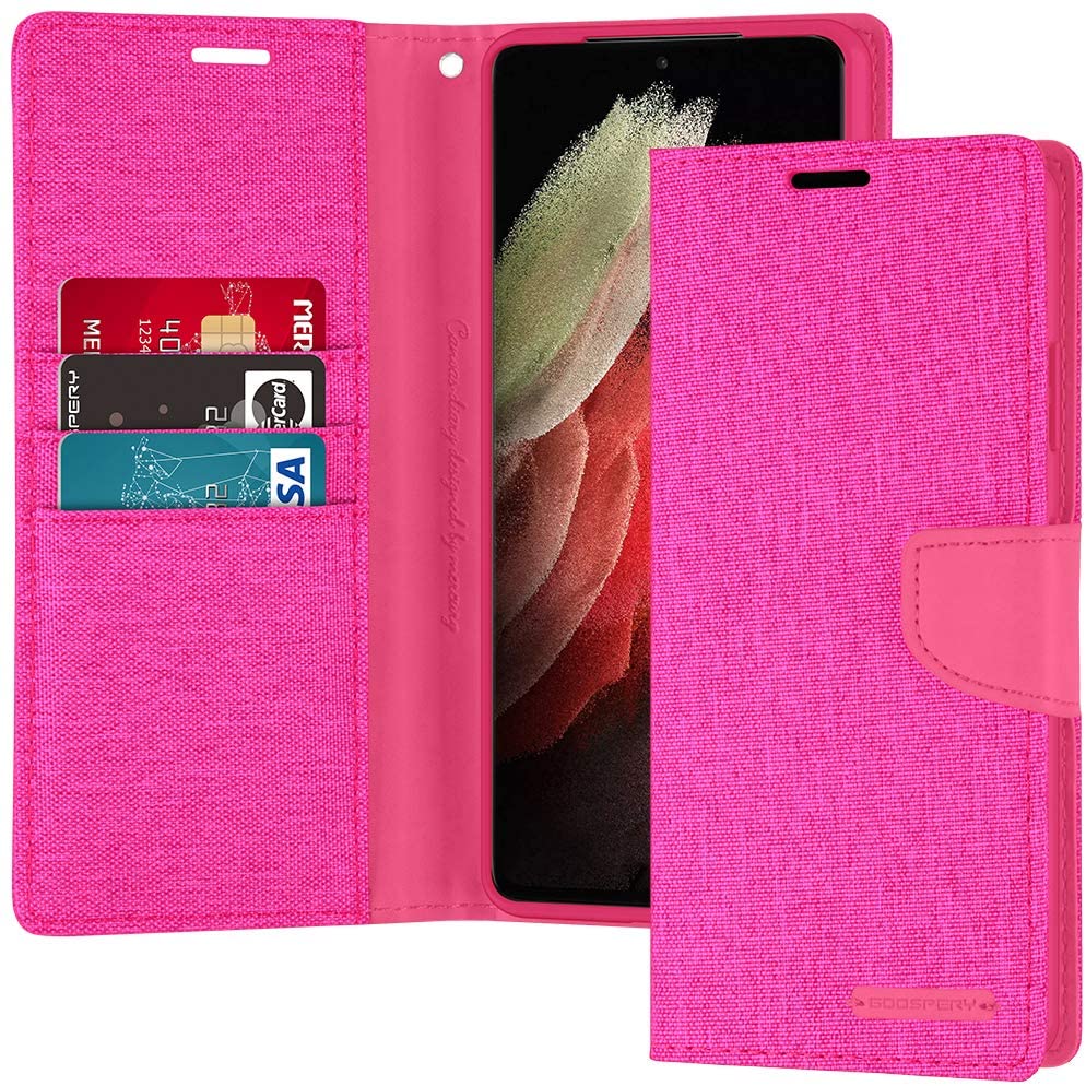Goospery CANVAS Card Holder Fabric Folio Wallet Flip Stand Case For Galaxy S21 Plus (6.7 inches)