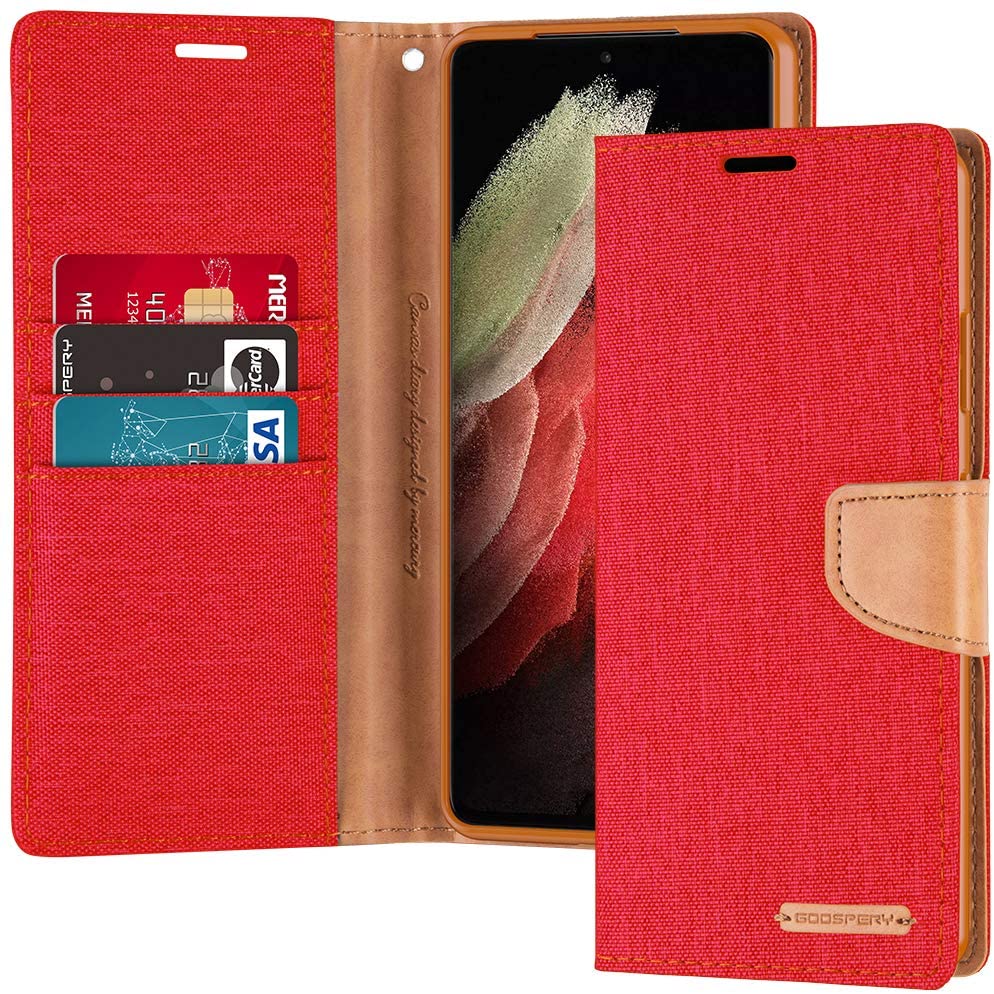 Goospery CANVAS Card Holder Fabric Folio Wallet Flip Stand Case For Galaxy S21 Plus (6.7 inches)