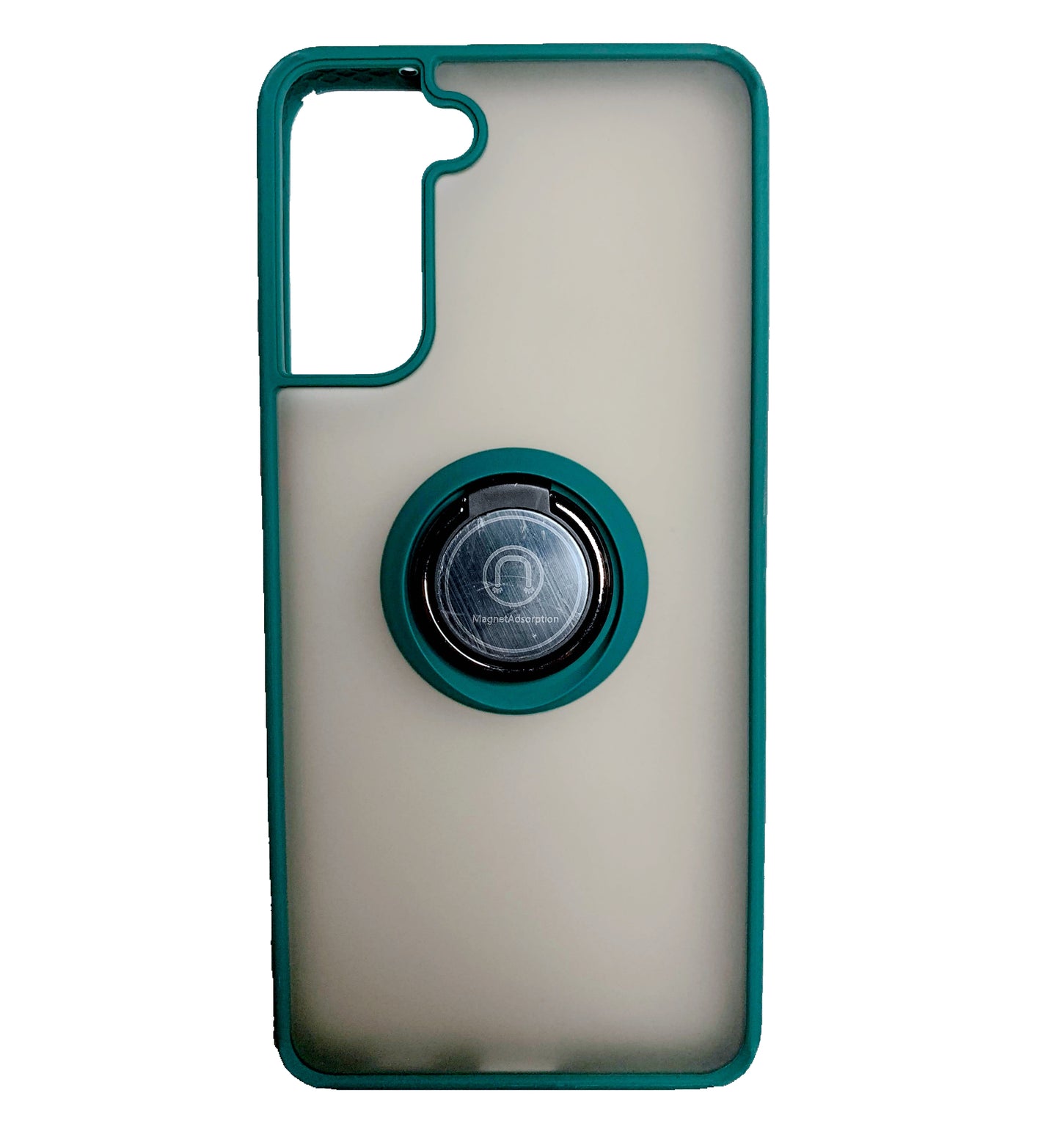 360 Degrees Rotating Metal Ring Kickstand, Heavy Duty Shockproof Protective Cover Rubber Hybrid Matte Clear Case For Samsung S21 Plus 5G 6.7"