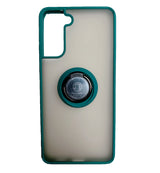 360 Degrees Rotating Metal Ring Kickstand, Heavy Duty Shockproof Protective Cover Rubber Hybrid Matte Clear Case For Samsung S21 Plus 5G 6.7"