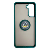360 Degrees Rotating Metal Ring Kickstand, Heavy Duty Shockproof Protective Cover Rubber Hybrid Matte Clear Case For Samsung S21 5G 6.2"