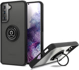 360 Degrees Rotating Metal Ring Kickstand, Heavy Duty Shockproof Protective Cover Rubber Hybrid Matte Clear Case For Samsung S21 Plus 5G 6.7"