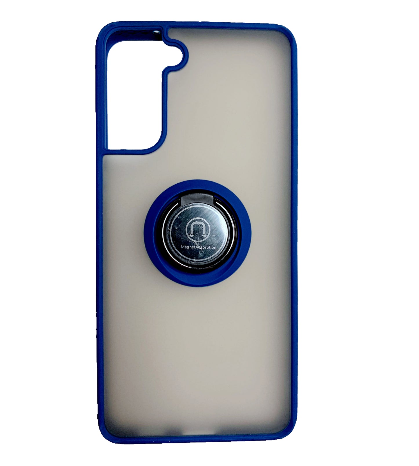 360 Degrees Rotating Metal Ring Kickstand, Heavy Duty Shockproof Protective Cover Rubber Hybrid Matte Clear Case For Samsung S21 5G 6.2"