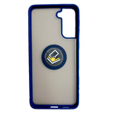 360 Degrees Rotating Metal Ring Kickstand, Heavy Duty Shockproof Protective Cover Rubber Hybrid Matte Clear Case For Samsung S21 5G 6.2"