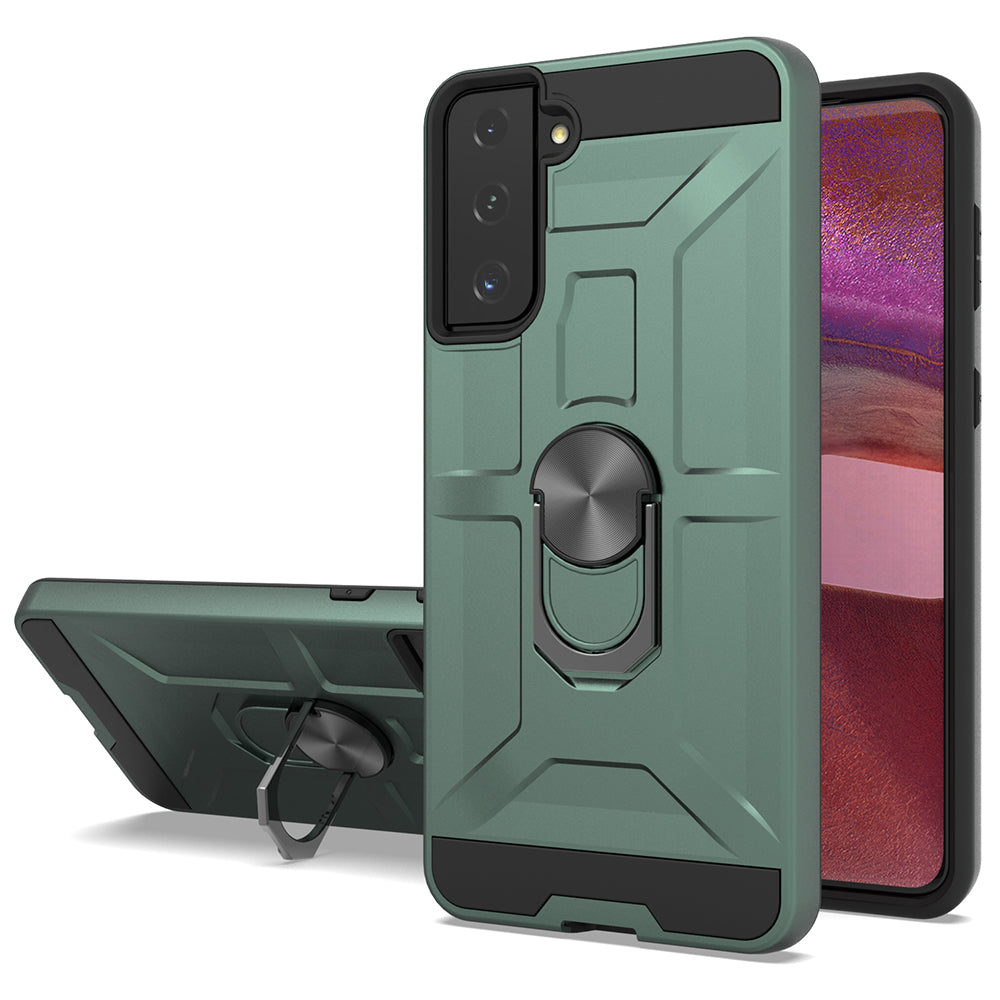 Anti-Drop Hybrid Magnetic Hard Armor Case with Ring Holder for Samsung Galaxy S21 5G 6.2"