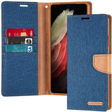 Goospery CANVAS Card Holder Fabric Folio Wallet Flip Stand Case For Galaxy S21 Ultra (6.8 inches)