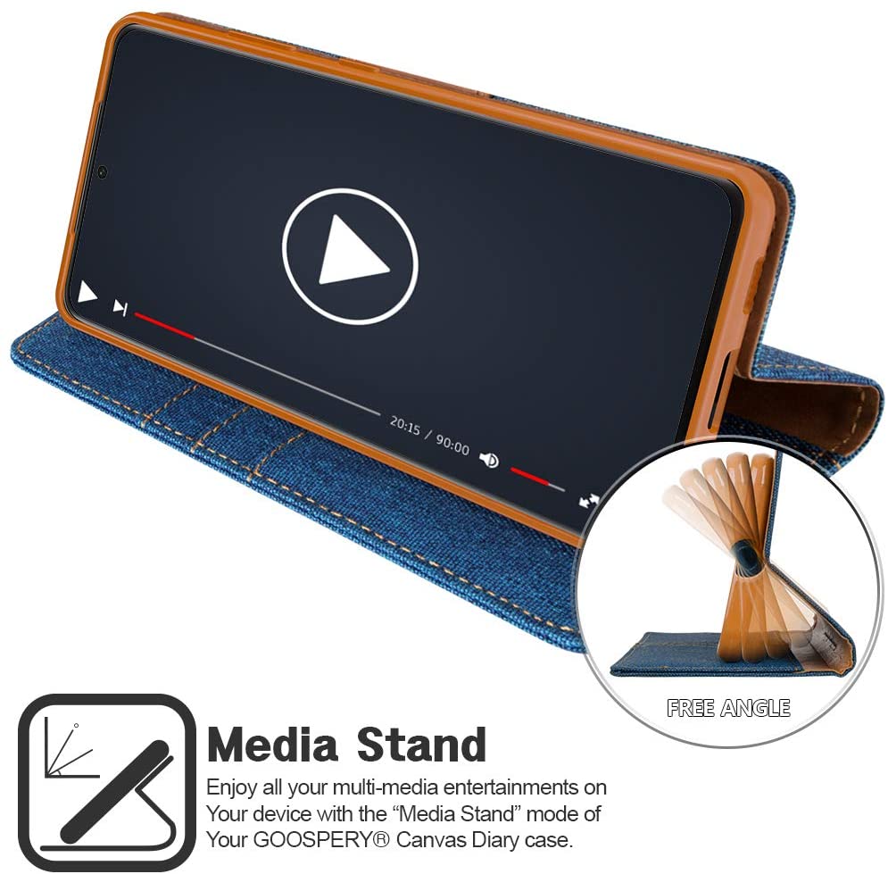 Goospery CANVAS Card Holder Fabric Folio Wallet Flip Stand Case For Galaxy S21 Ultra (6.8 inches)