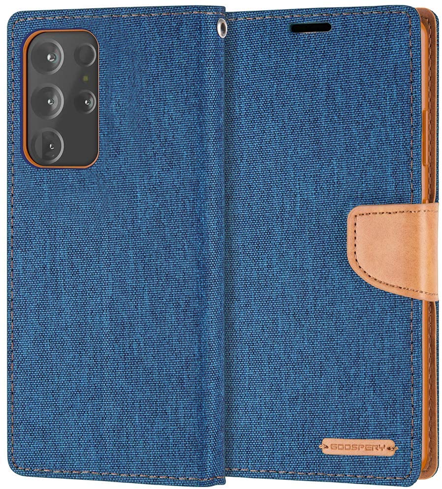 Goospery CANVAS Card Holder Fabric Folio Wallet Flip Stand Case For Galaxy S21 Ultra (6.8 inches)