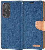 Goospery CANVAS Card Holder Fabric Folio Wallet Flip Stand Case For Galaxy S21 Ultra (6.8 inches)