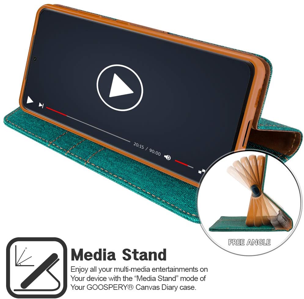 Goospery CANVAS Card Holder Fabric Folio Wallet Flip Stand Case For Galaxy S21 Ultra (6.8 inches)