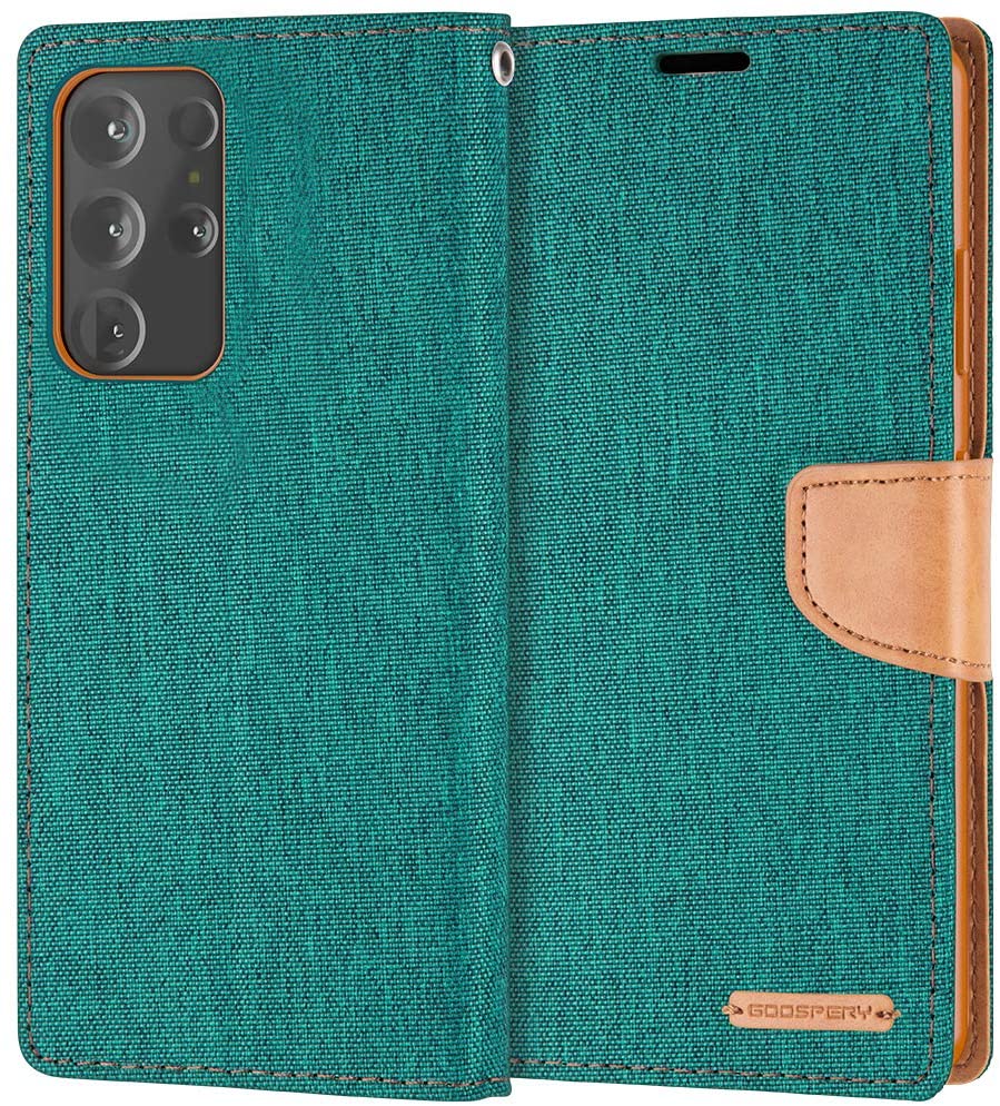 Goospery CANVAS Card Holder Fabric Folio Wallet Flip Stand Case For Galaxy S21 Ultra (6.8 inches)