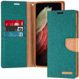 Goospery CANVAS Card Holder Fabric Folio Wallet Flip Stand Case For Galaxy S21 Ultra (6.8 inches)