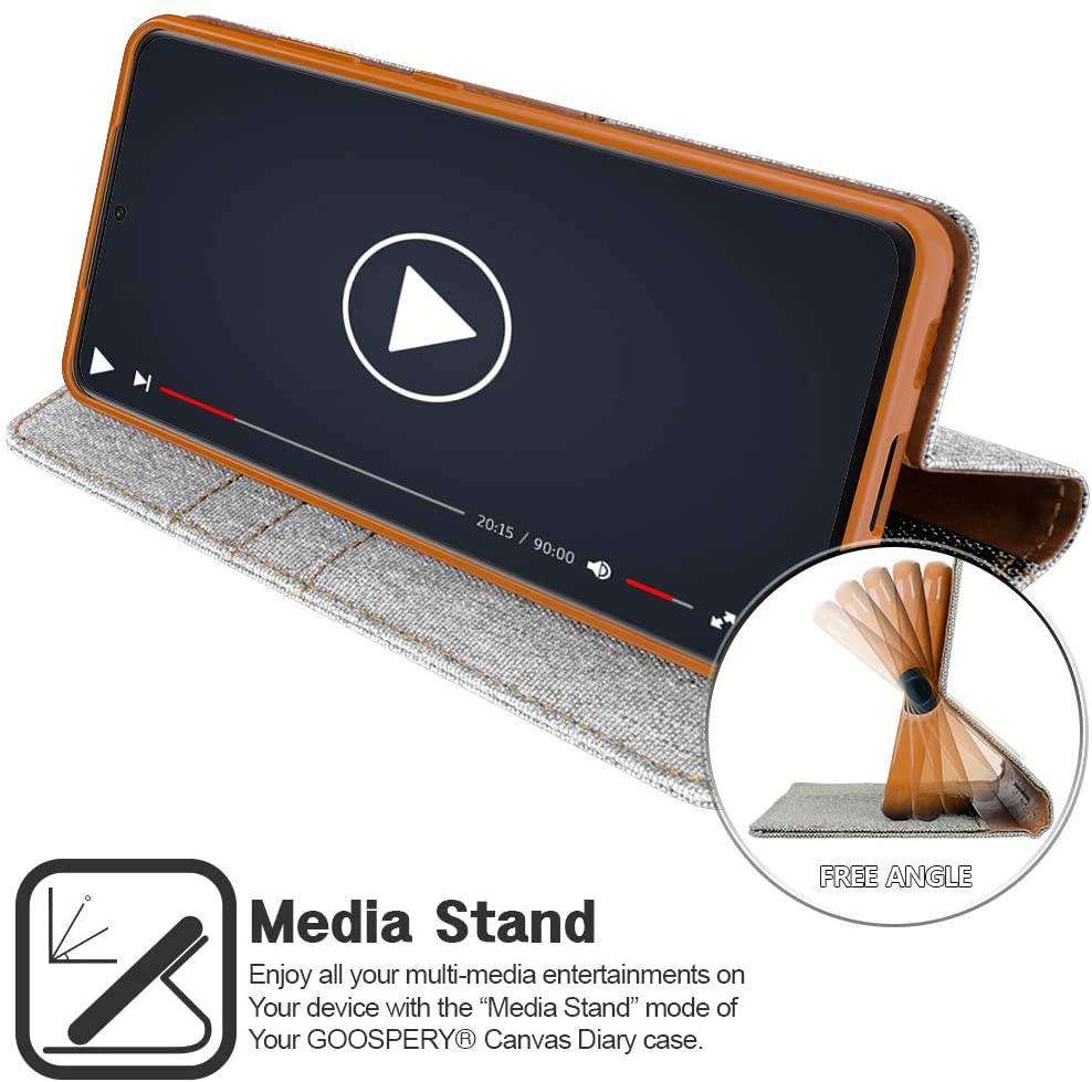 Goospery CANVAS Card Holder Fabric Folio Wallet Flip Stand Case For Galaxy S21 Ultra (6.8 inches)