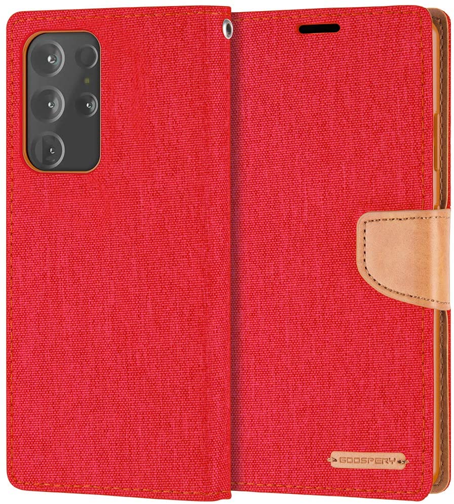 Goospery CANVAS Card Holder Fabric Folio Wallet Flip Stand Case For Galaxy S21 Ultra (6.8 inches)