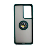 360 Degrees Rotating Metal Ring Kickstand, Heavy Duty Shockproof Protective Cover Rubber Hybrid Matte Clear Case For Samsung S21 Ultra 5G 6.8"