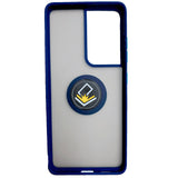 360 Degrees Rotating Metal Ring Kickstand, Heavy Duty Shockproof Protective Cover Rubber Hybrid Matte Clear Case For Samsung S21 Ultra 5G 6.8"