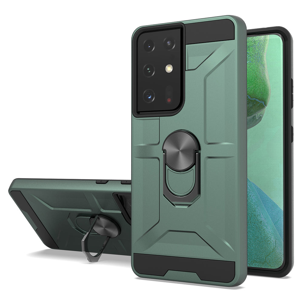 Anti-Drop Hybrid Magnetic Hard Armor Case with Ring Holder for Samsung Galaxy S21 Ultra 5G 6.8"