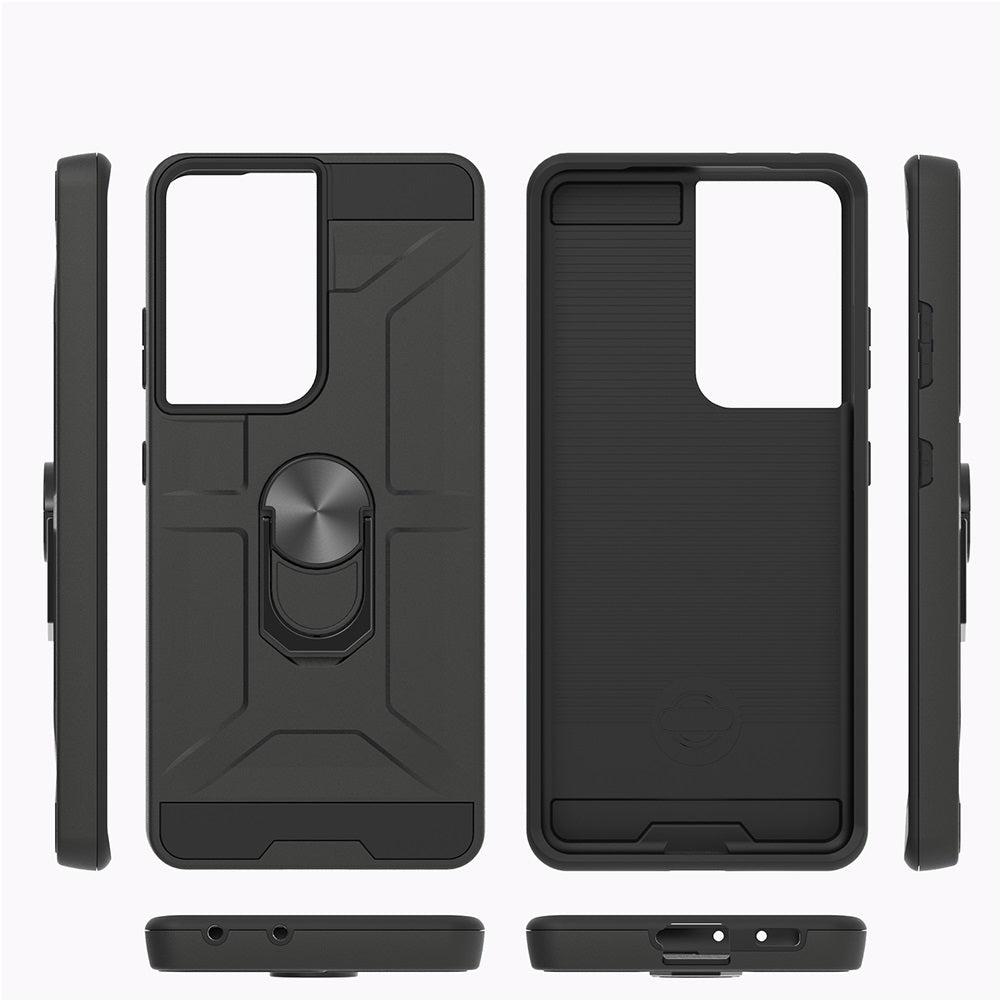 Anti-Drop Hybrid Magnetic Hard Armor Case with Ring Holder for Samsung Galaxy S21 Ultra 5G 6.8"