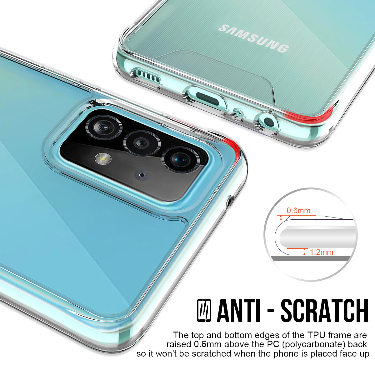 Premium Transparent Rugged Clear Shockproof SPACE Case Cover For Samsung Galaxy A52 5G 6.5"