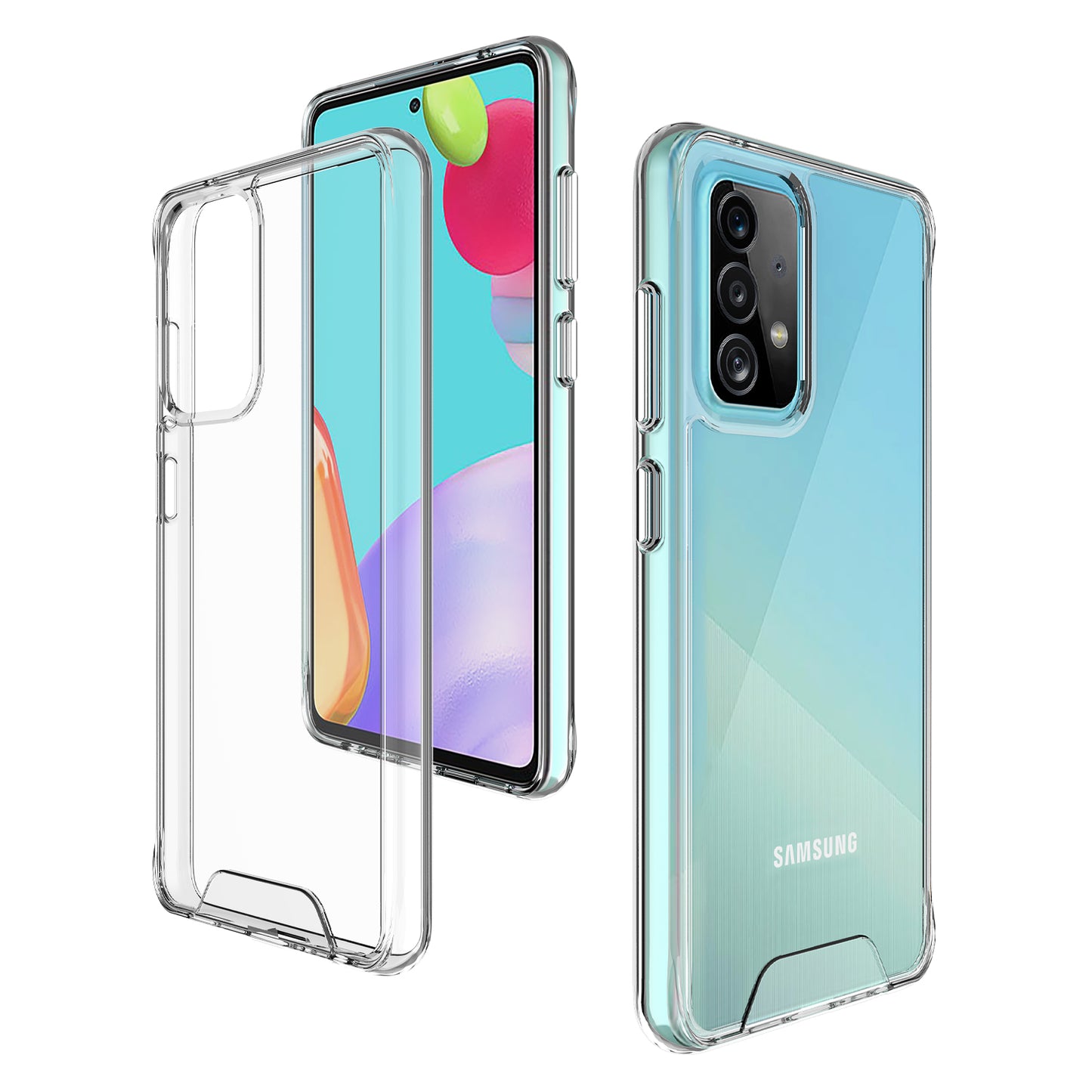 Premium Transparent Rugged Clear Shockproof SPACE Case Cover For Samsung Galaxy A52 5G 6.5"