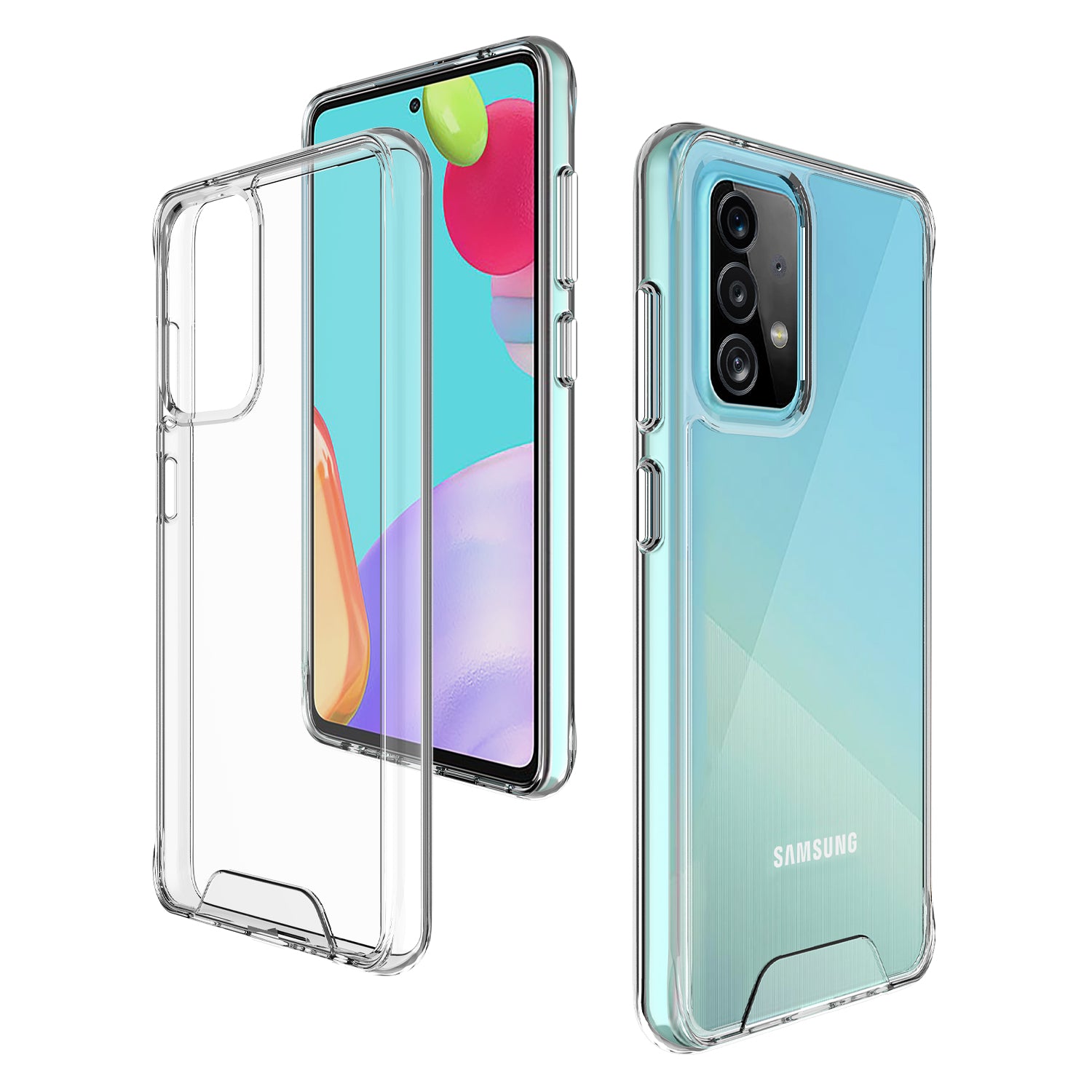 Premium Transparent Rugged Clear Shockproof SPACE Case Cover For Samsung Galaxy A52 5G 6.5"