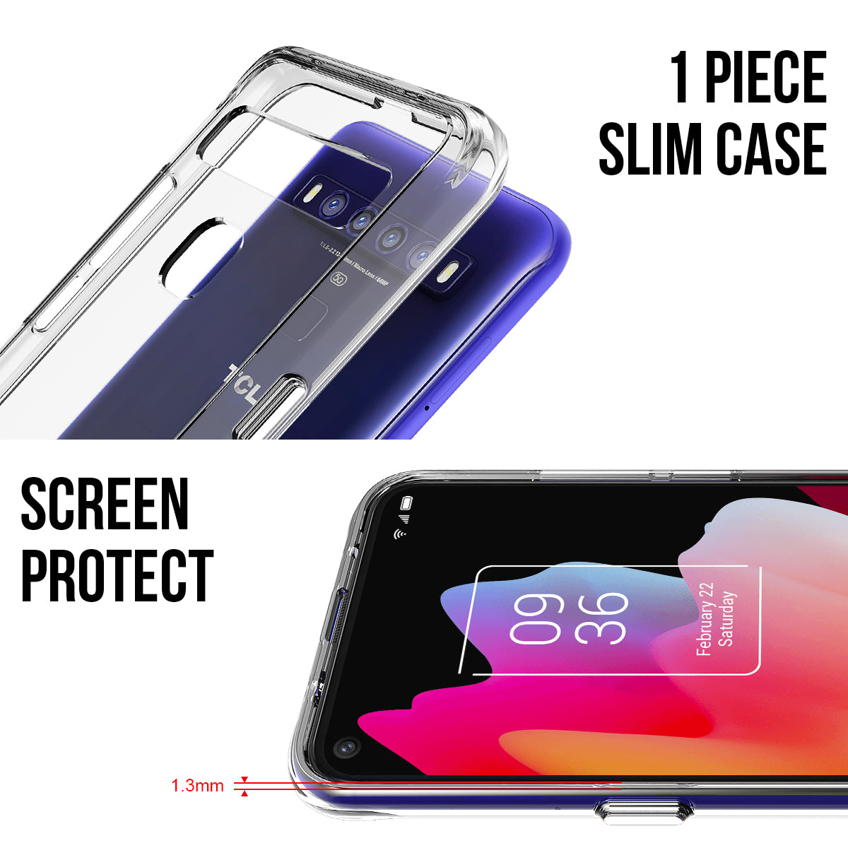 Premium Transparent Rugged Clear Shockproof SPACE Case Cover For TCL 10 Lite 6.53"