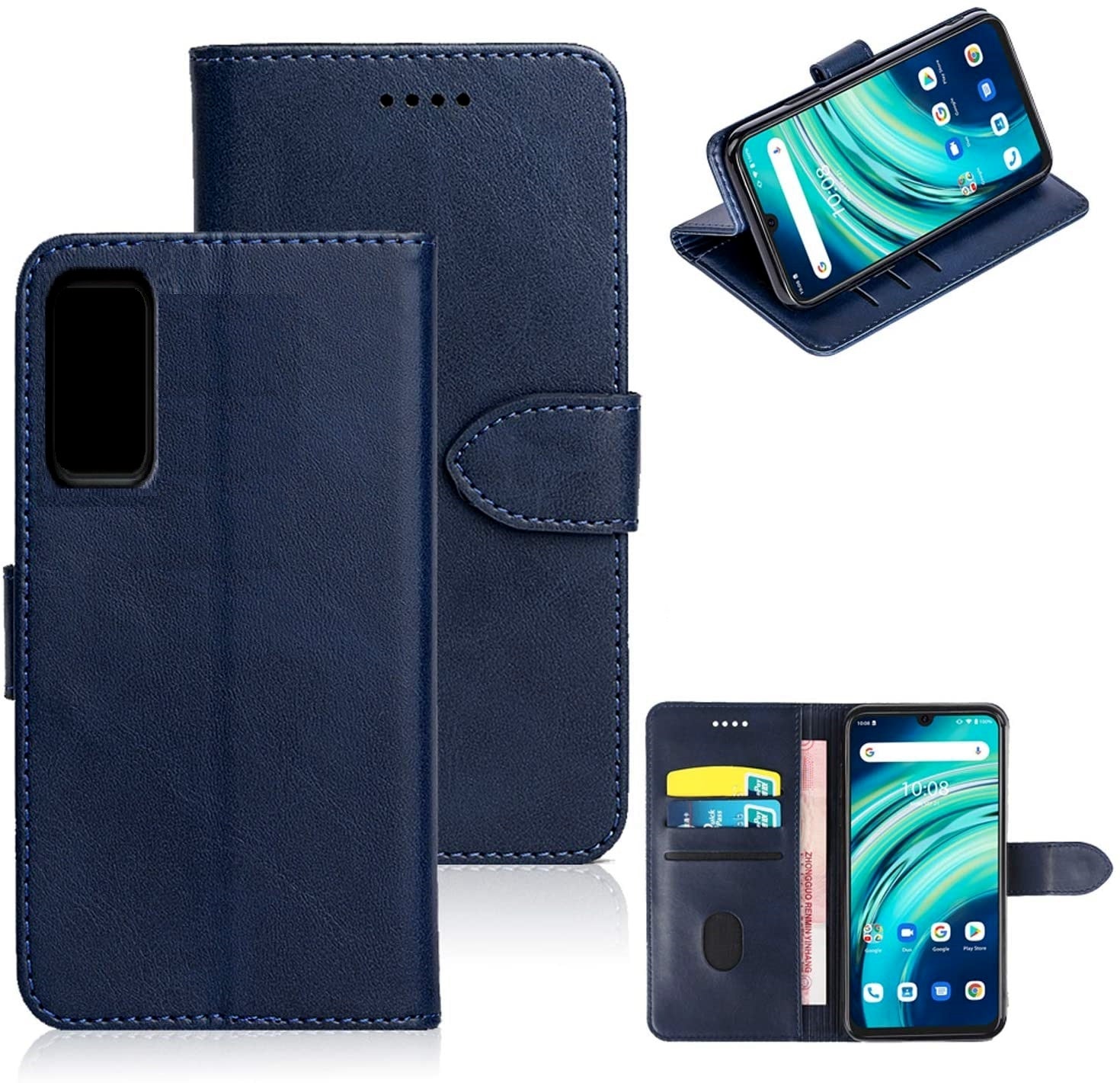 Simulate Leather Folio Wallet Flip Case 3 Card Slot w/Magnetic Clip Cover For TCL 20S(2021) 6.67"