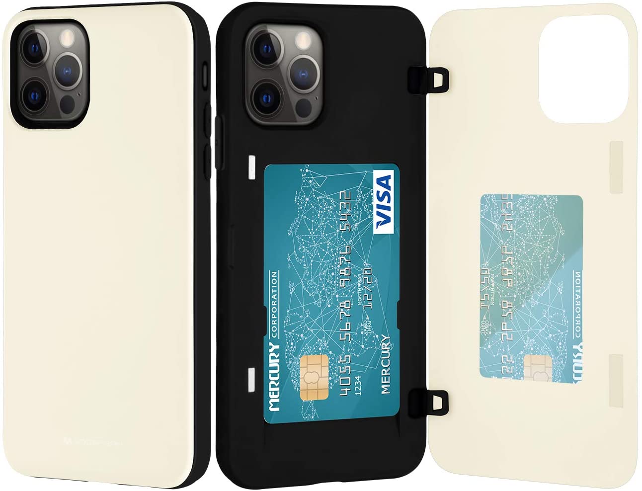 Goospery iPhone 12/12Pro (6.1") Wallet Case with Card Holder, Protective Dual Layer Bumper Phone Case
